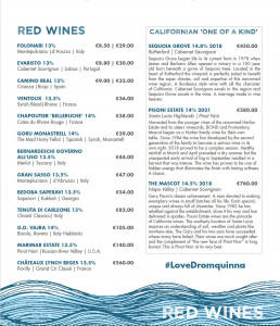 wine menu